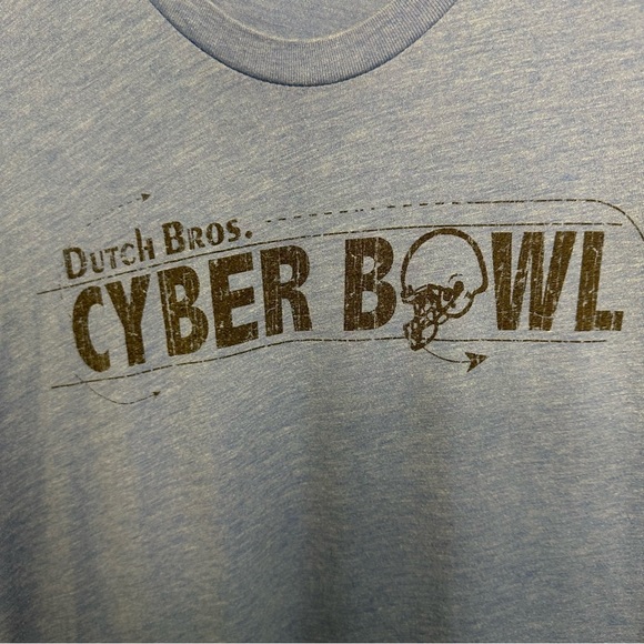 Dutch Bros Vintage “Cyber Bowl” Soft Blue T RARE Peace www.dutchbros.com SMALL - Picture 7 of 7